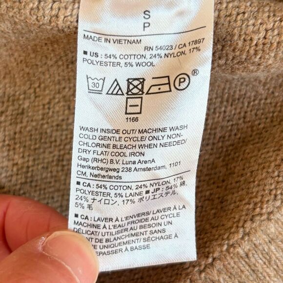 Banana Republic Wool Blend Turtleneck Sweater Boxy Oversized Beige Womens Small - Picture 8 of 10